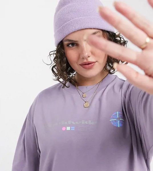 Эксклюзивный фиолетовый лонгслив в стиле oversized с принтом 