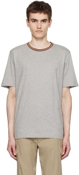 Серая футболка в полоску Paul Smith с полосками художника