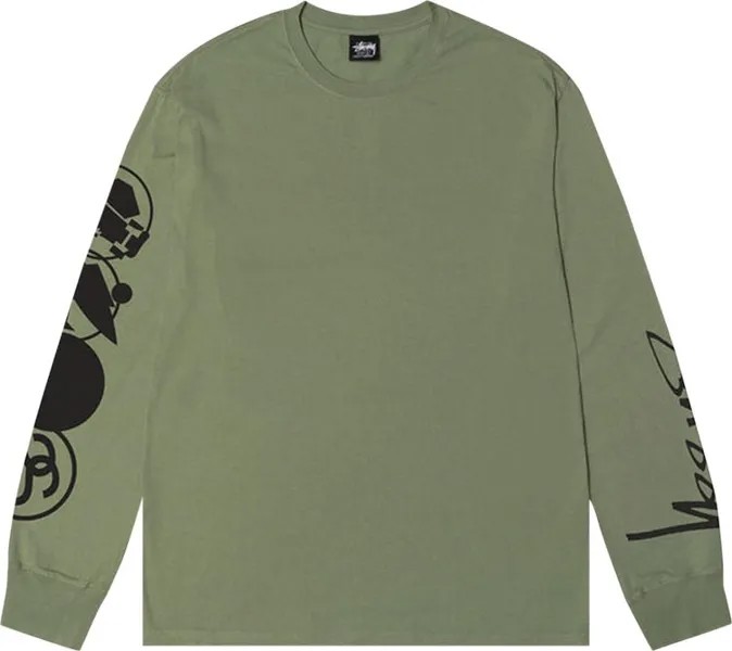 Лонгслив Stussy Stacked Pigment Dyed Long-Sleeve Tee 'Artichoke', зеленый