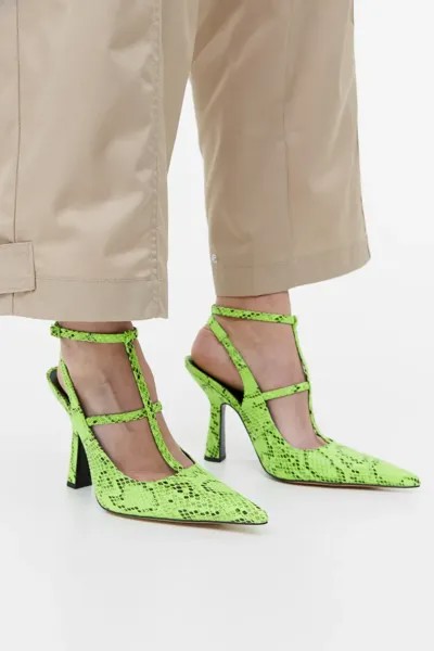 Формальные туфли на каблуке со змеиным узором H&M, зеленый