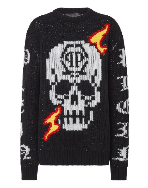 Пуловер с круглым вырезом LS Skull Philipp Plein, черный