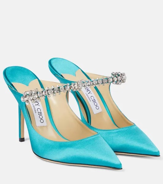 Декорированные атласные мюли Bing 100 Jimmy Choo, зеленый