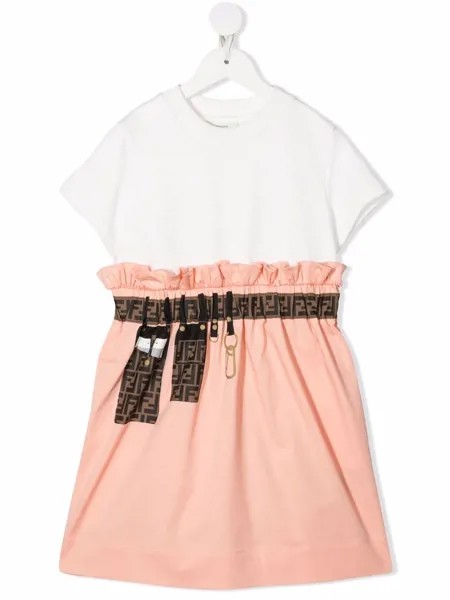 Fendi Kids платье с короткими рукавами и логотипом