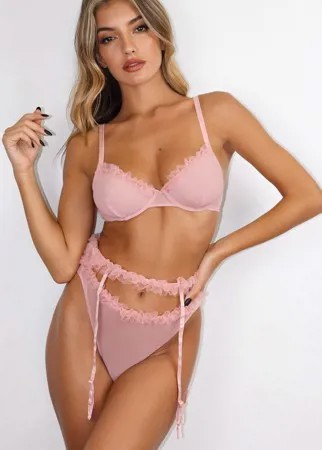 Темно-розовые трусы с оборками из сетчатой ткани Missguided-Розовый цвет