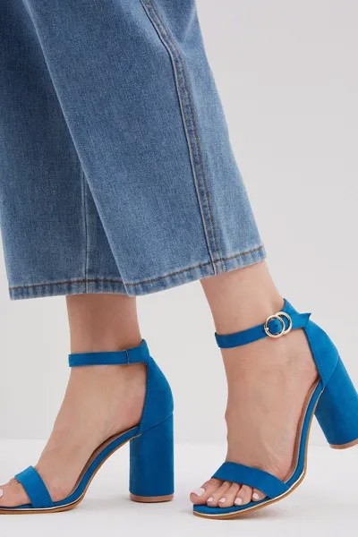 Широкие гладкие босоножки на блочном каблуке Dorothy Perkins, синий
