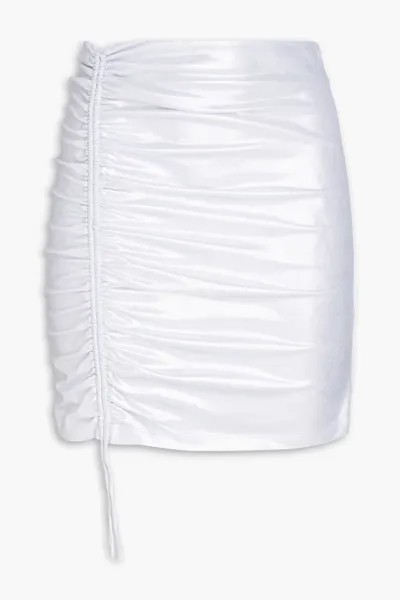 Мини-юбка Margaritta из атласного джерси со сборками металлизированного цвета Rotate Birger Christensen, серебро