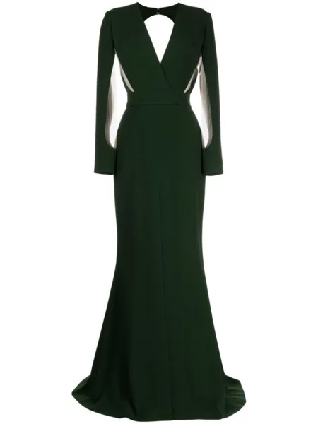 Elie Saab креповое платье с вырезами, зеленый