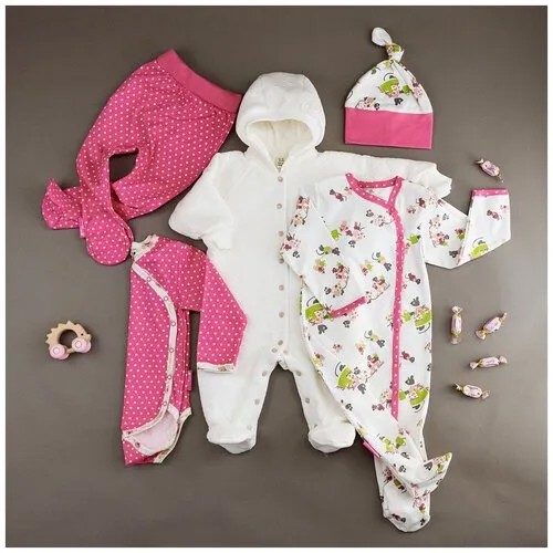 Комплект одежды lucky child, размер 26 (80-86), розовый, белый