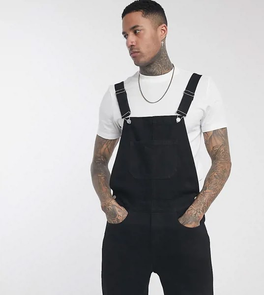 Черный джинсовый комбинезон с шортами ASOS DESIGN Tall