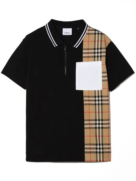 Burberry Kids рубашка поло со вставкой в клетку Vintage Check