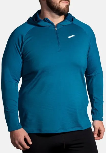 Футболка с длинными рукавами Notch Thermal Hoodie 2.0 Brooks, цвет htr dk ocean dk ocean