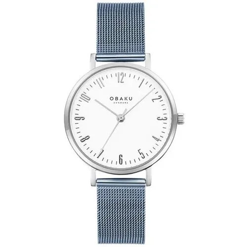 Наручные часы OBAKU Кварцевые женские часы Obaku V248LXCIMA с минеральным стеклом с гарантией, белый, синий