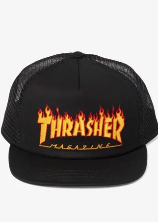 Кепка THRASHER Flame Logo Emb Mesh Cap Black 2021
