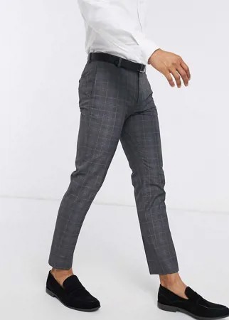 Серо-синие брюки скинни в клетку Burton Menswear-Серый