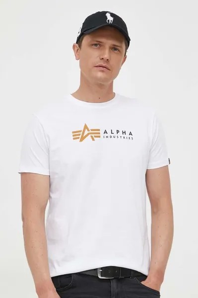 Хлопковая футболка Alpha Label T Alpha Industries, белый