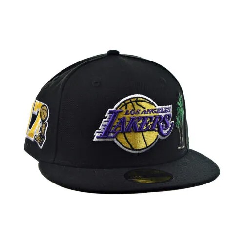Мужская кепка New Era 59Fifty Los Angeles Lakers 17x с розовой подошвой, черная 70602113