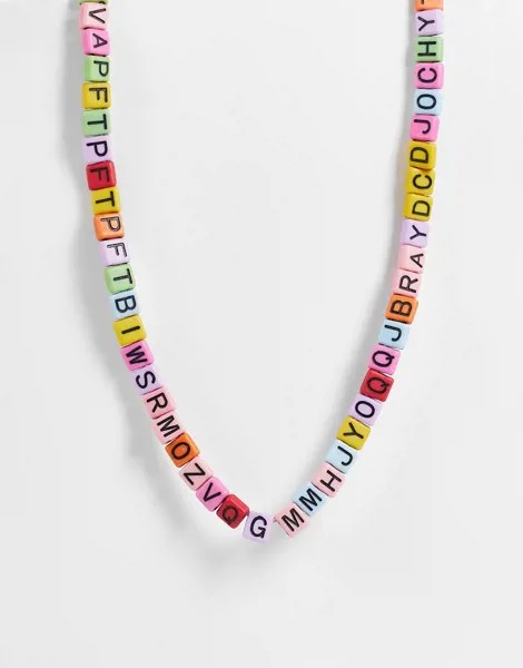 Ожерелье из разноцветных бусин с буквами Pieces-Разноцветный
