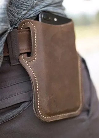 Мужчины Натуральная Кожа 7.2 дюймов EDC Retro Short Cell Phone Чехол Ремень Сумка