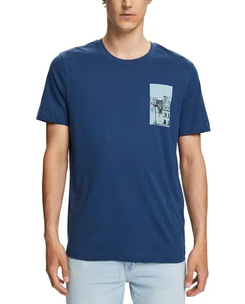 Мужская футболка обычного кроя с фотопринтом Esprit, синий