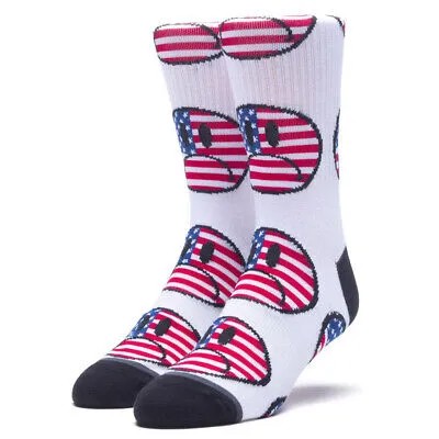 Мужские носки с графическим принтом HUF Worldwide Bummer USA (белые)
