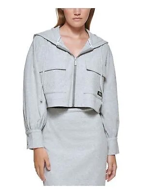 DKNY JEANS Женская серая укороченная куртка в рубчик на молнии с капюшоном и кулиской XL
