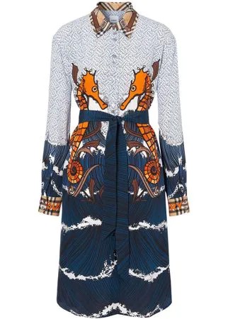 Burberry платье-рубашка с монограммой