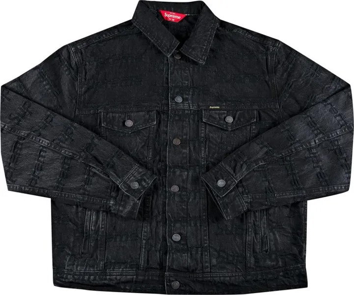 Куртка Supreme Frayed Logos Denim Trucker Jacket 'Black', черный
