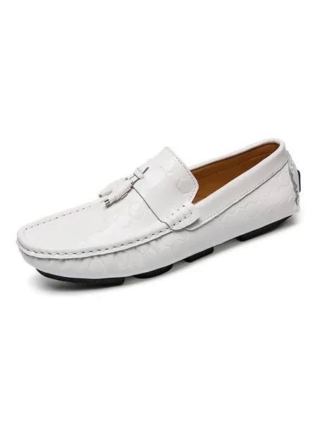Milanoo Mens Moccasin Slip On Loafers Round Toe Tassel Driving Shoes