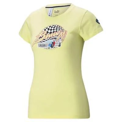 Puma Bmw Mms винтажная футболка с круглым вырезом и коротким рукавом женские желтые повседневные топы 59
