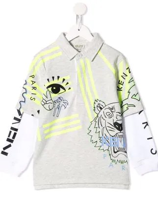 Kenzo Kids рубашка-поло с принтом Tiger