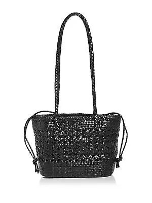 CALAJADE Женская черная плетеная сумка через плечо с двойным плоским ремешком