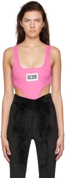 Розовое боди с логотипом GCDS