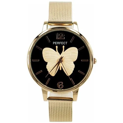 Perfect часы наручные, кварцевые, на батарейке, женские, металлический корпус, кожаный ремень, металлический браслет, с японским механизмом E335-1