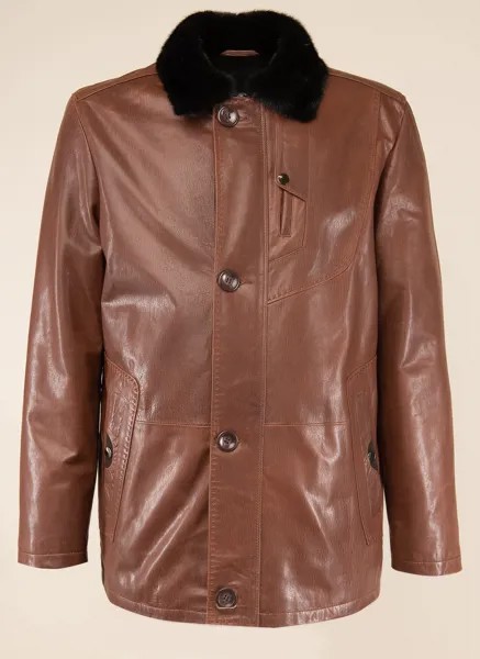 Кожаная куртка мужская Ennur 154268 коричневая 54