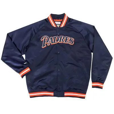 Легкая атласная куртка на пуговицах Mitchell - Ness мужская синяя повседневная спортивная