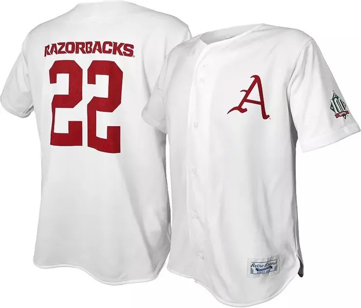 Мужская Retro Brand бейсбольная майка Arkansas Razorbacks белая реплика