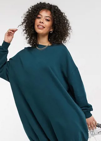 Бирюзовое трикотажное платье-свитшот в стиле oversized ASOS DESIGN Tall-Зеленый