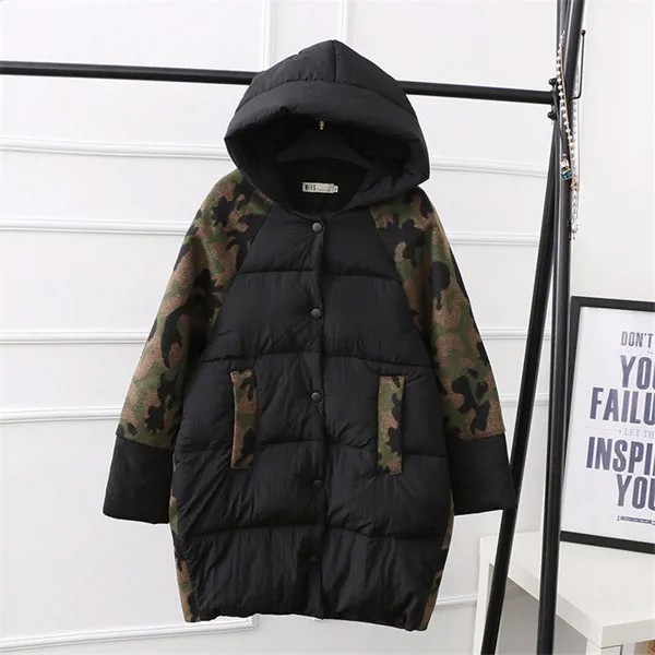 Зимняя женская парка, модель приблизительно 6XL, утепленное пальто, женские камуфляжные куртки, парки с хлопковой подкладкой, Женское пальто ...