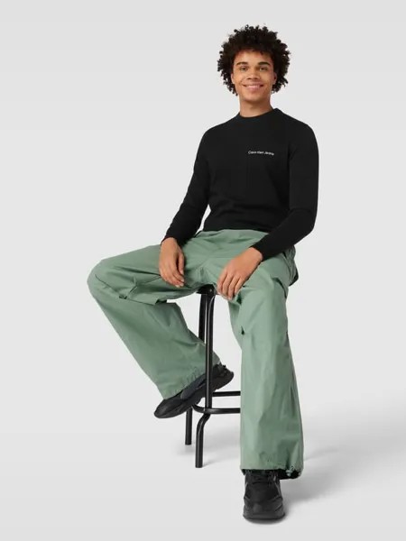 Вязаный свитер с принтом этикетки, модель «INSTITUTIONAL ESSENTIALS» Calvin Klein Jeans, черный