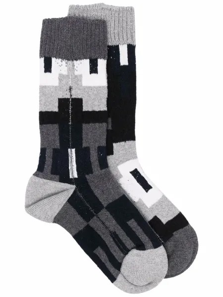 Sacai высокие носки в стиле колор-блок