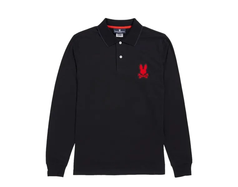Мужская рубашка поло Psycho Bunny Patchin Chenille Bunny L/S, черный