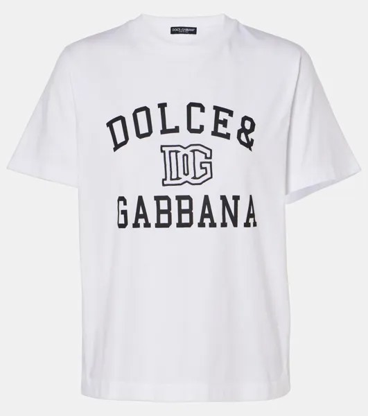 Футболка из хлопкового джерси с логотипом Dolce&Gabbana, цвет bianco ottico