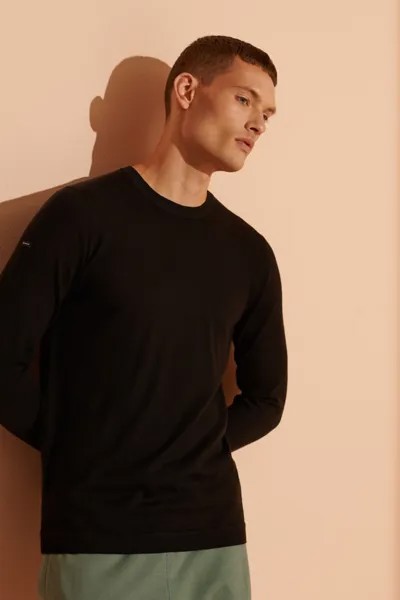 Светлый свитер из шерсти мериноса Superdry, черный