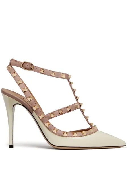 Valentino Garavani босоножки Rockstud 100, нейтральный цвет