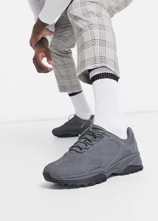 Серые кроссовки со вставками ASOS DESIGN-Серый
