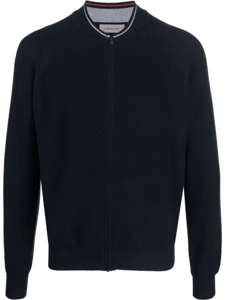 Corneliani джемпер с круглым вырезом на молнии, синий