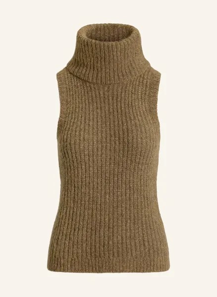 Вязаный топ из блестящей пряжи Lauren Ralph Lauren, хаки