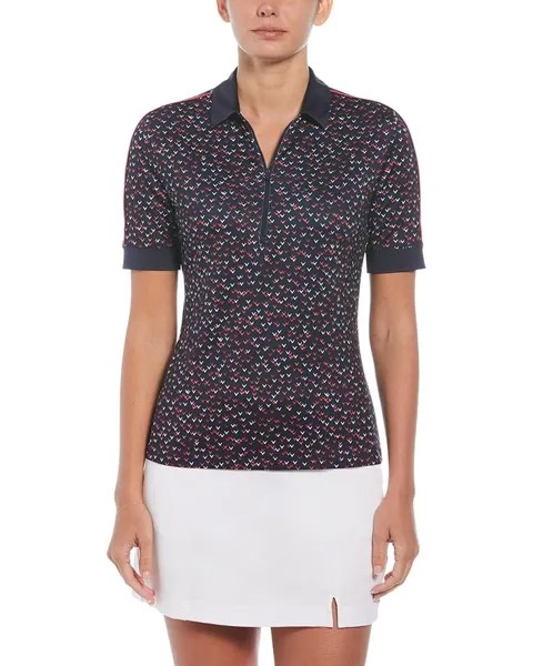 Поло Callaway Chevron Printed 1/2-Sleeve, цвет Peacoat
