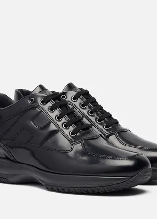 Мужские кроссовки Hogan Interactive Shine Leather, цвет чёрный, размер 44 EU