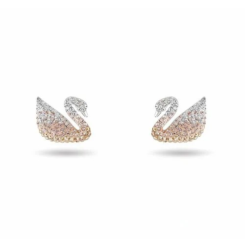 Серьги пусеты SWAROVSKI, кристаллы Swarovski, серебряный
